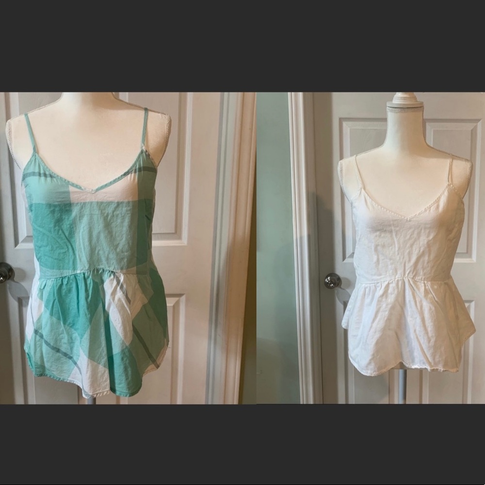 Bundle (2) Old Navy Summer tops. Spaghetti strap White & green Gently us…